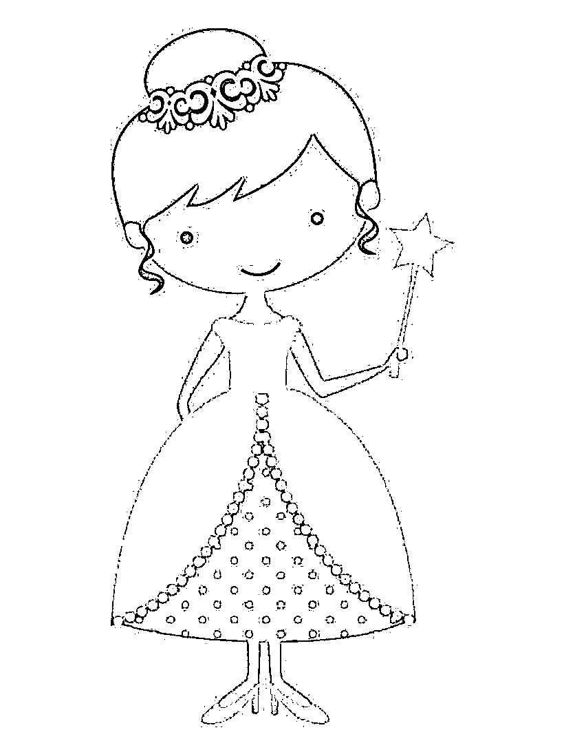Printable Pretty Little Princess Coloring Page for kids.