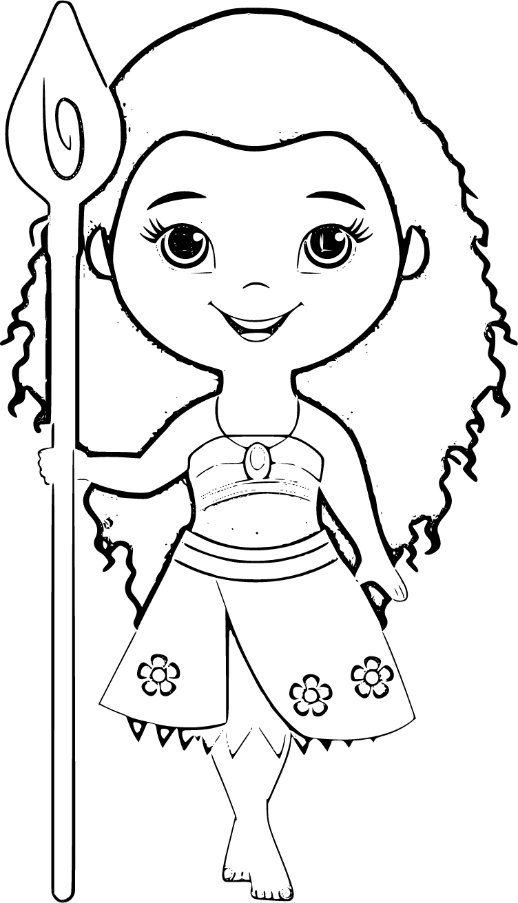 Printable Moana as a child Coloring Page for kids.