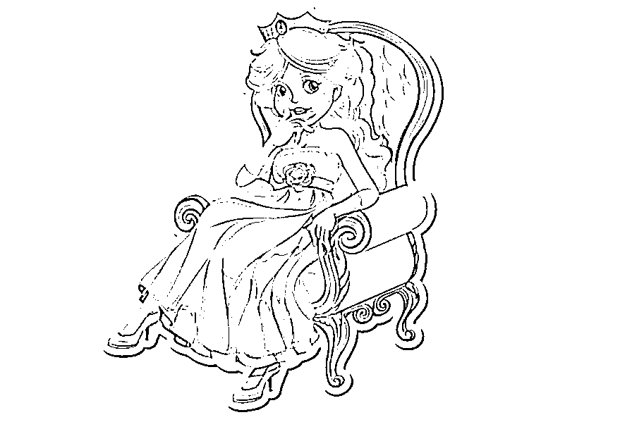 Printable Princess and Crown Coloring Page for kids.