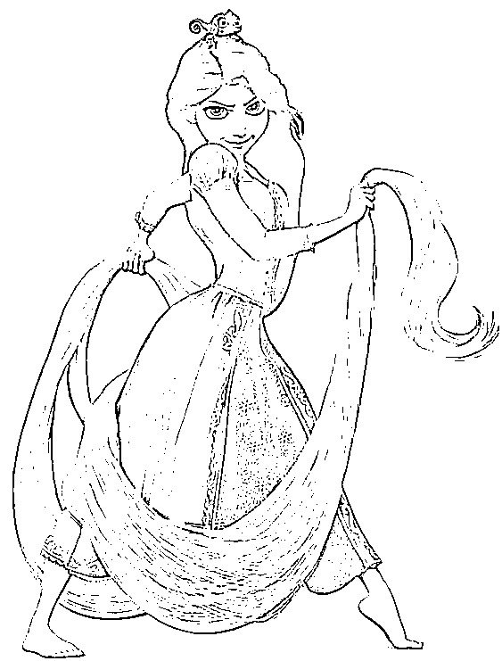 Printable Angry Rapunzel! Coloring Page for kids.