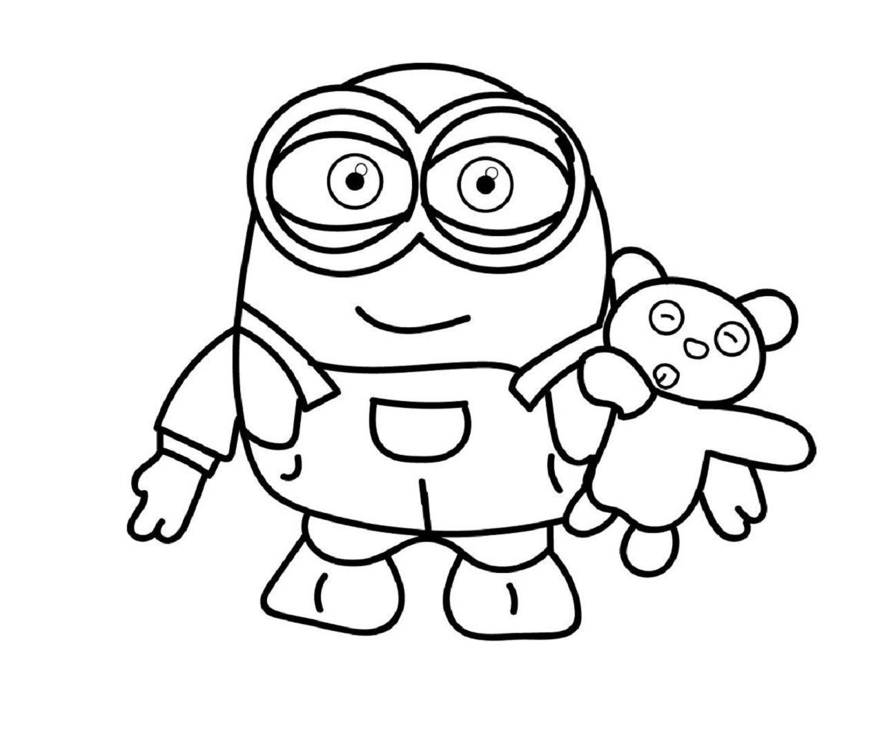 Printable Minion Bob's toy bear Coloring Page for kids.