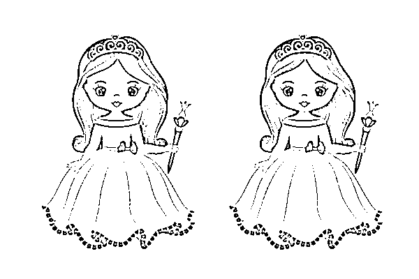 Printable Princess Twins Coloring Page for kids.