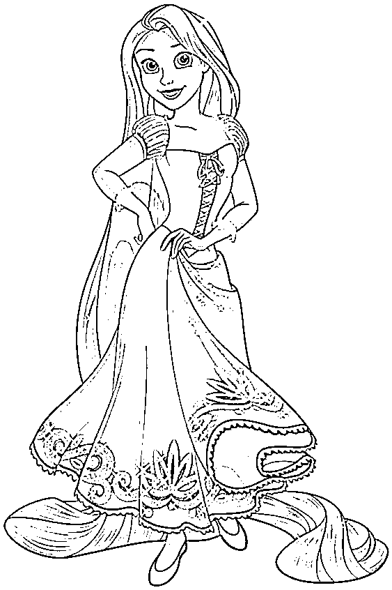 Printable Rapunzel the Princess Coloring Page for kids.