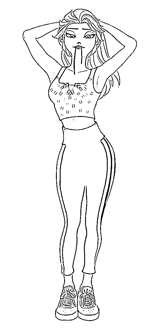 Printable Elsa as a teenager Coloring Page for kids.