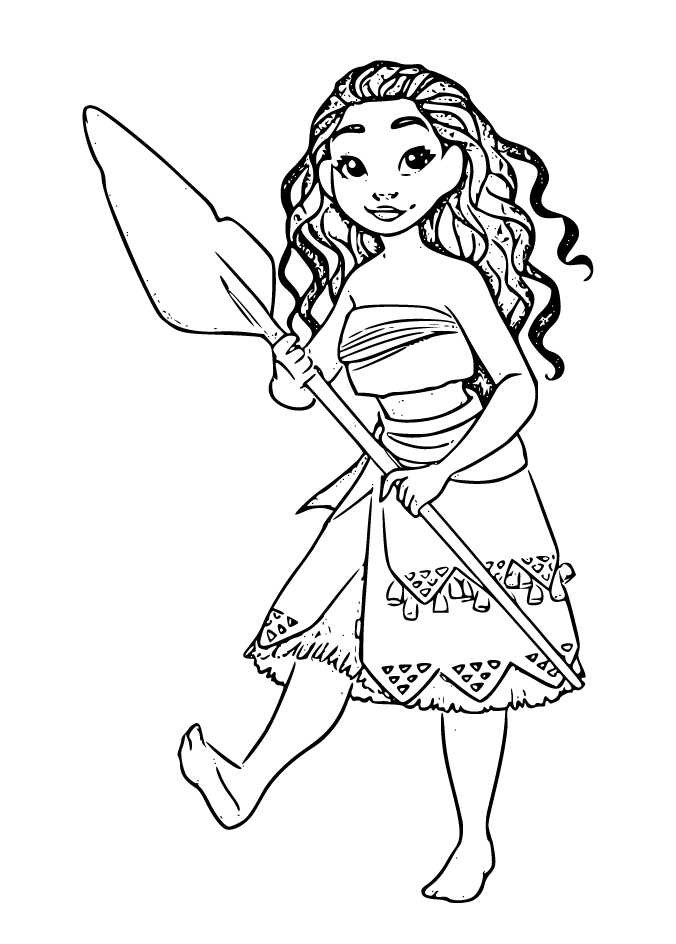 Printable Princess Moana outline Coloring Page for kids.