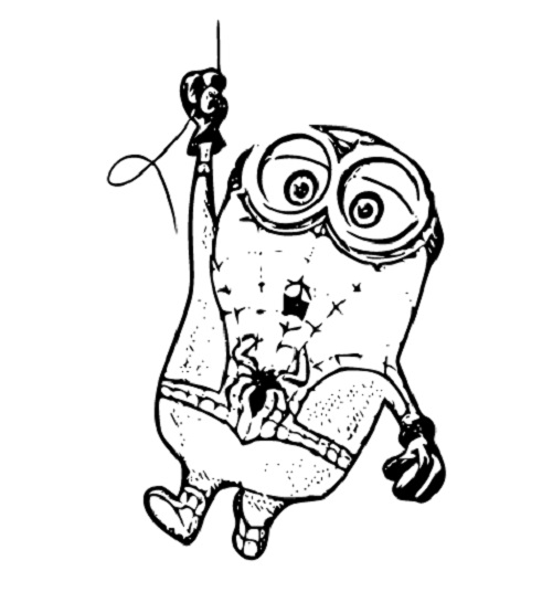Printable Minion as Spiderman Coloring Page for kids.