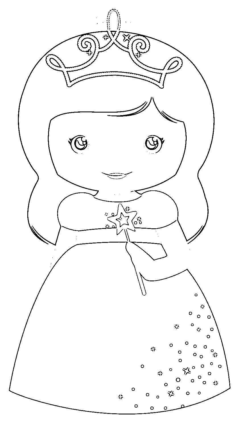 Printable Princess as Child outline Coloring Page for kids.