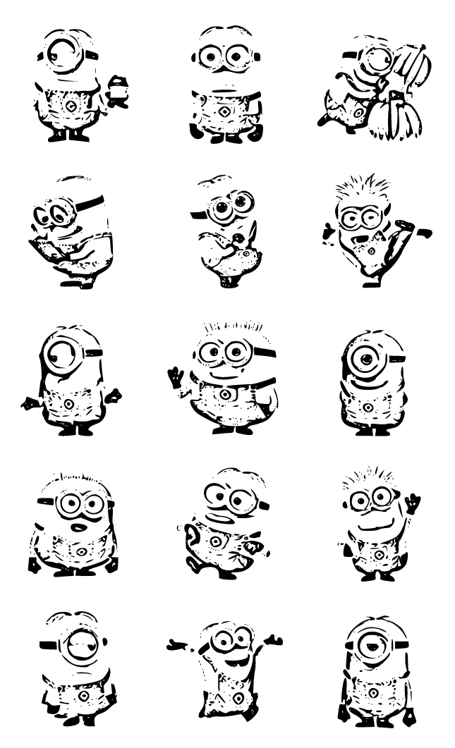 Printable All minions together Coloring Page for kids.
