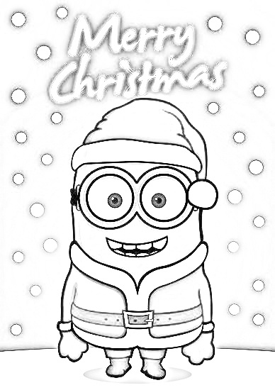 Minion Christmas celebration! Coloring Page Printable for Kids, Free, Simple and Easy, as PDF