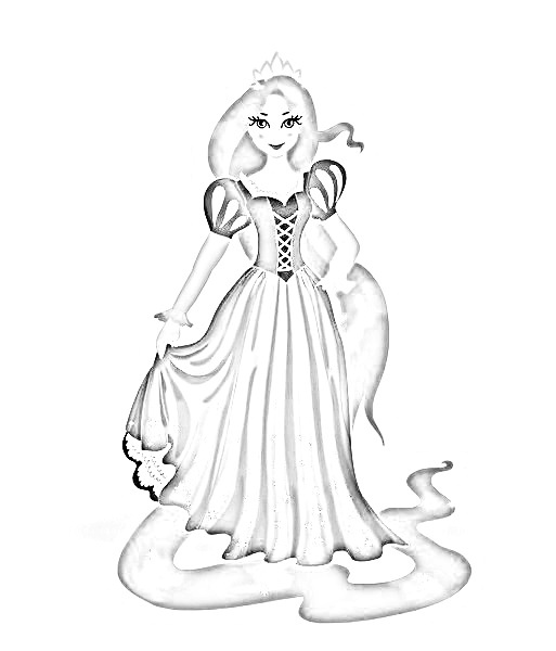 Printable Rapunzel and crown! Coloring Page for kids.