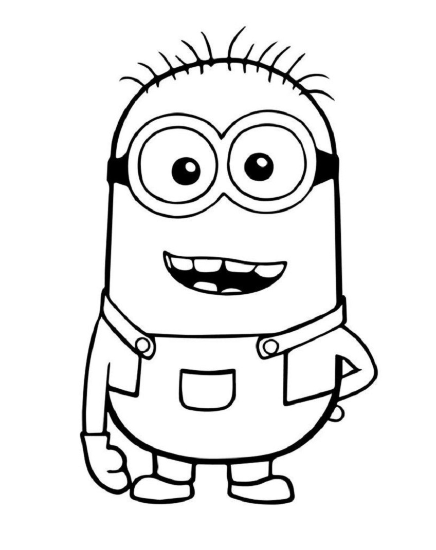 Minion smiling Coloring Page Printable for Kids, Free, Simple and Easy, as PDF