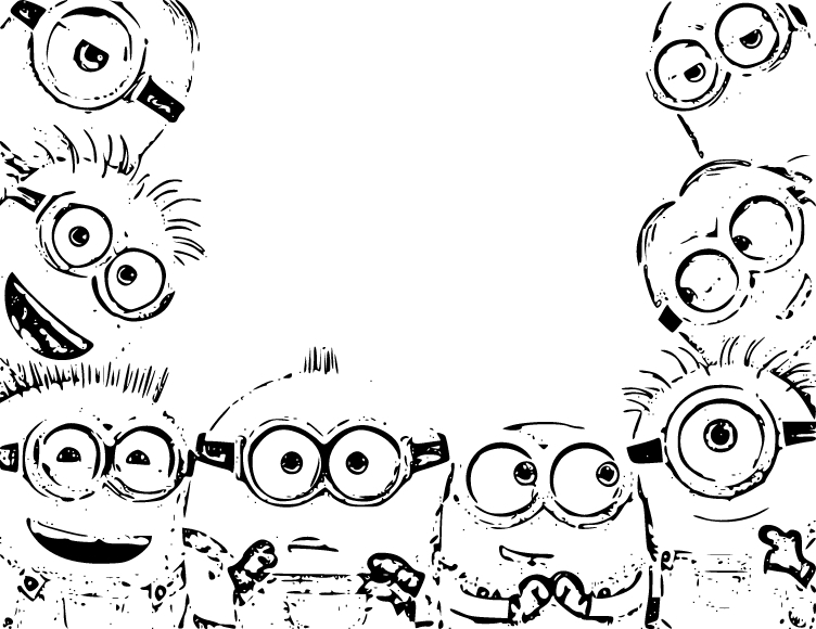 Printable Minions looking out to window Coloring Page for kids.