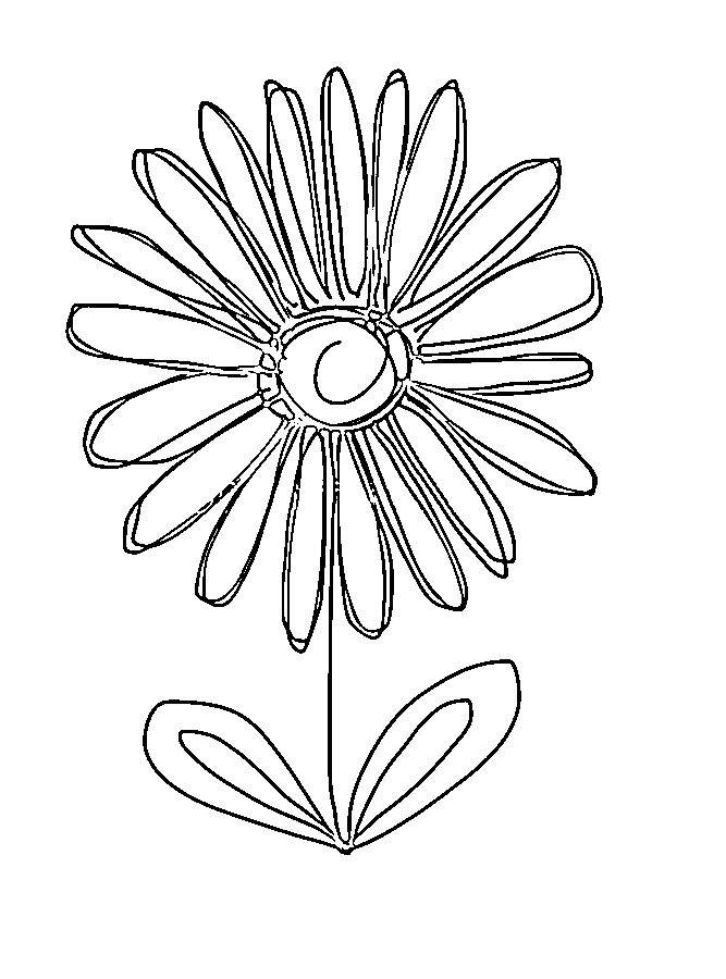 Printable black and white flower outline Coloring Page for kids.