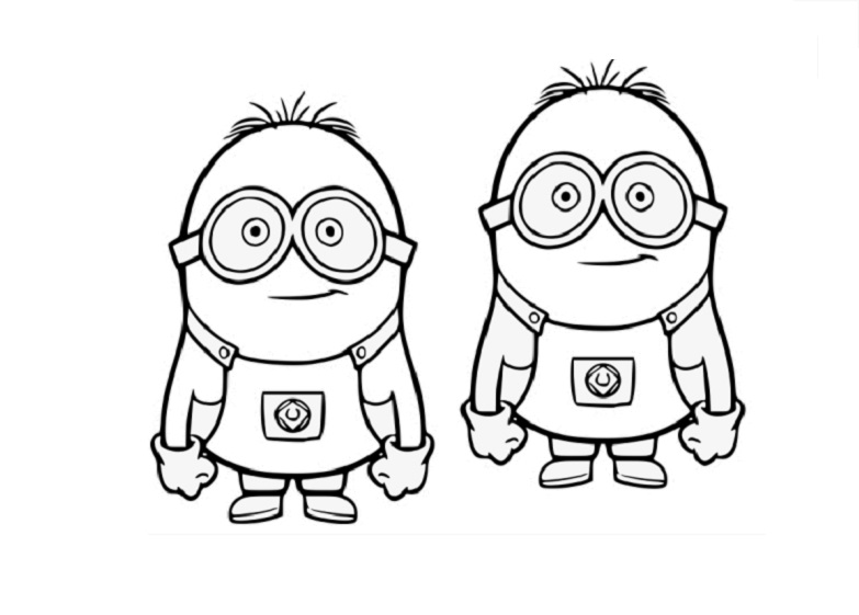 Printable Twin Minions Coloring Page for kids.