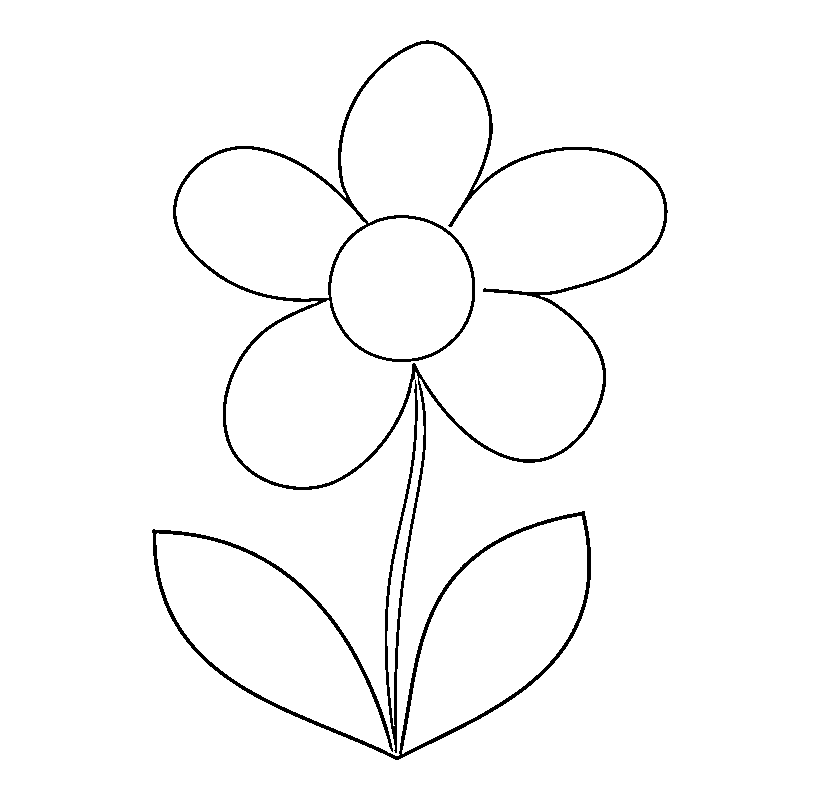 Printable Empty flower for  with leaf Coloring Page for kids.