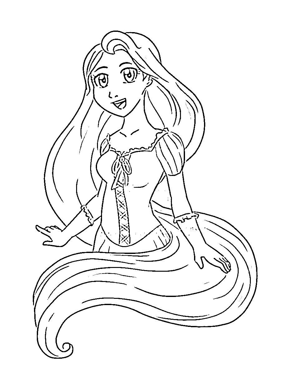 Printable Rapunzel surprised Coloring Page for kids.