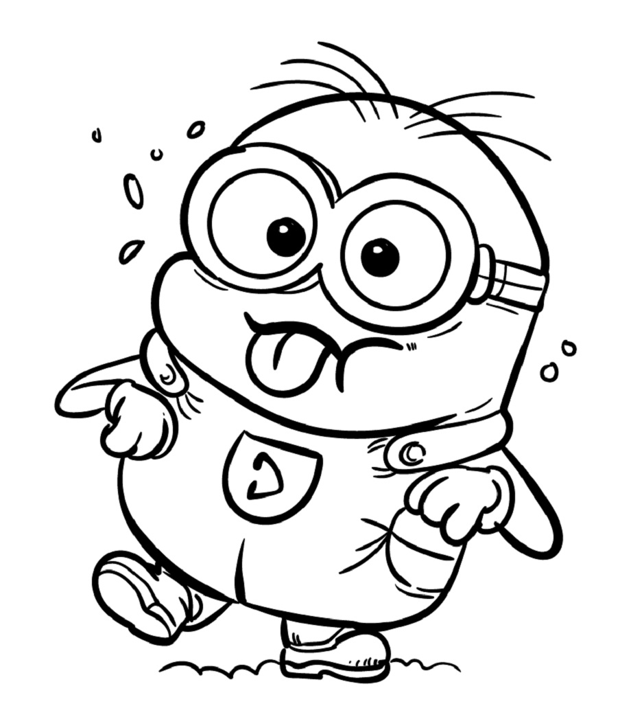 Printable Minion confused Coloring Page for kids.