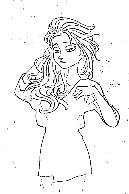 Printable Elsa looks unhappy Coloring Page for kids.