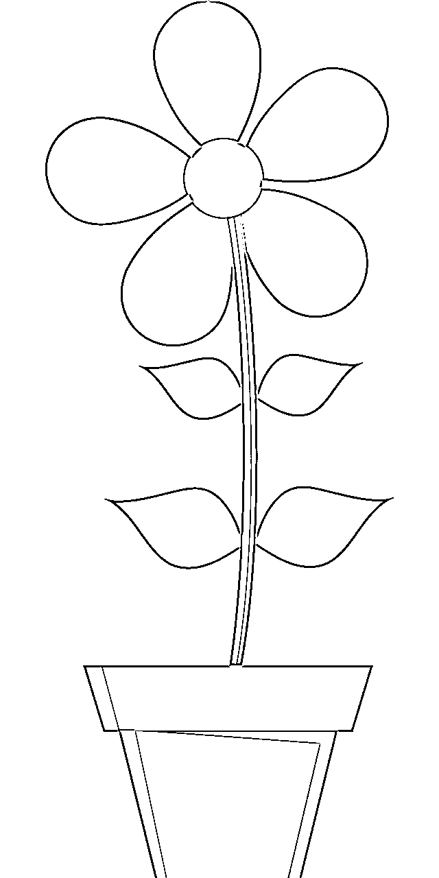 Printable flower clipart black and white Coloring Page for kids.