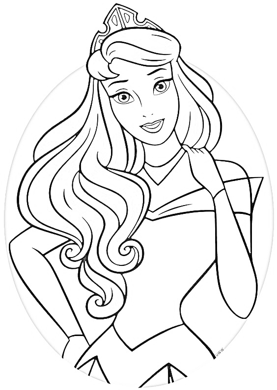 Printable Aurora outline sticker Coloring Page for kids.