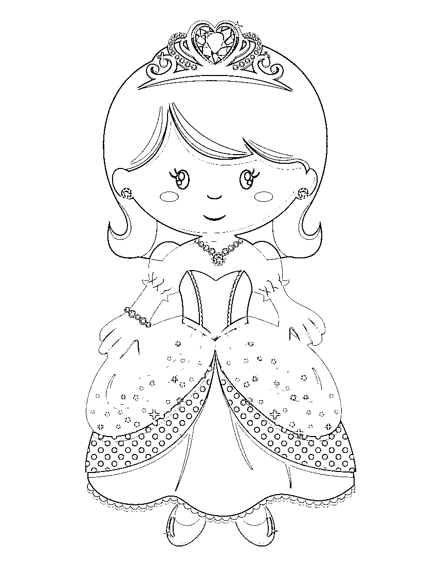 Printable Little Princess crying Coloring Page for kids.