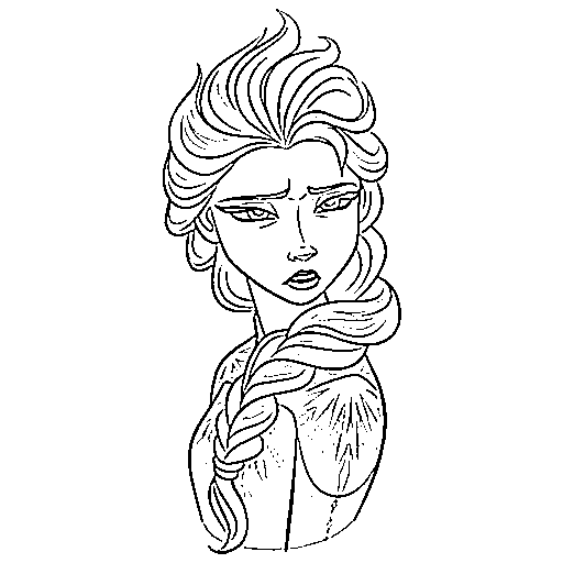 Printable Elsa sticker black and white Coloring Page for kids.