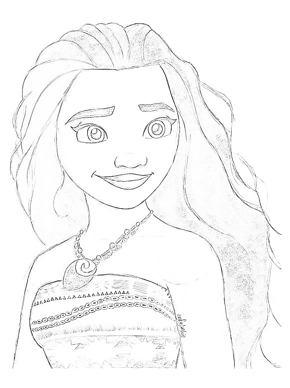 Printable Moana sketch to color Coloring Page for kids.