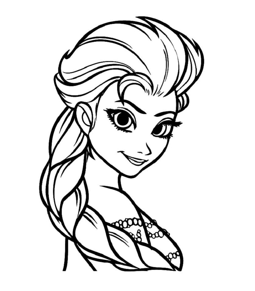 Printable Elsa pen sketch Coloring Page for kids.