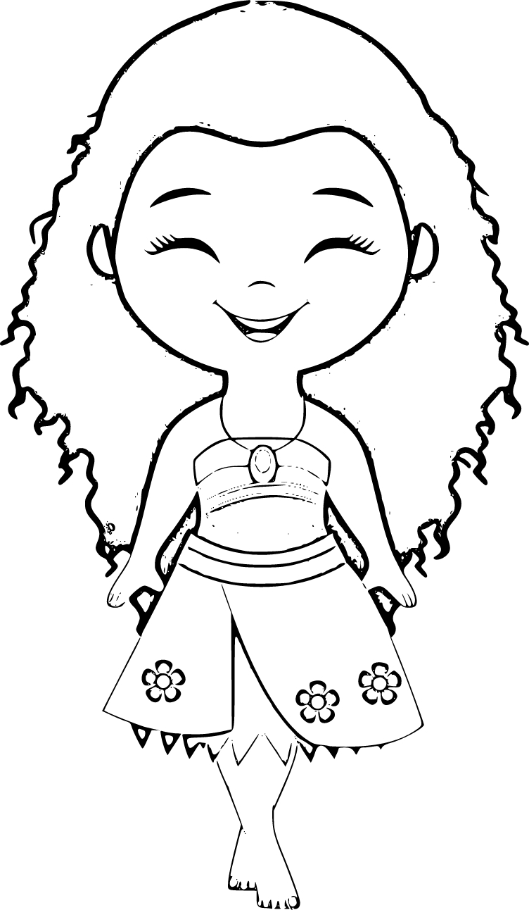 Printable Moana as child Coloring Page for kids.