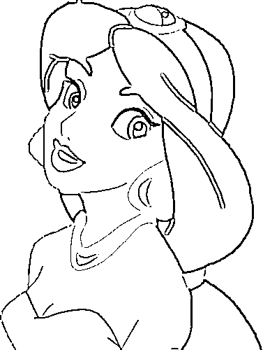 Printable Princess Jasmine head sticker Coloring Page for kids.