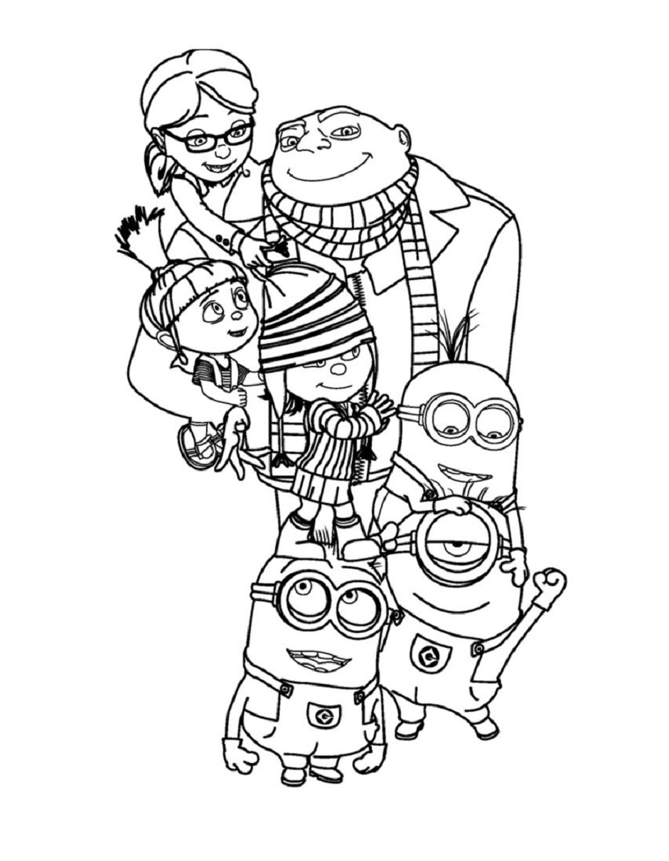 Despicable Me Team Coloring Page Printable for Kids, Free, Simple and Easy, as PDF