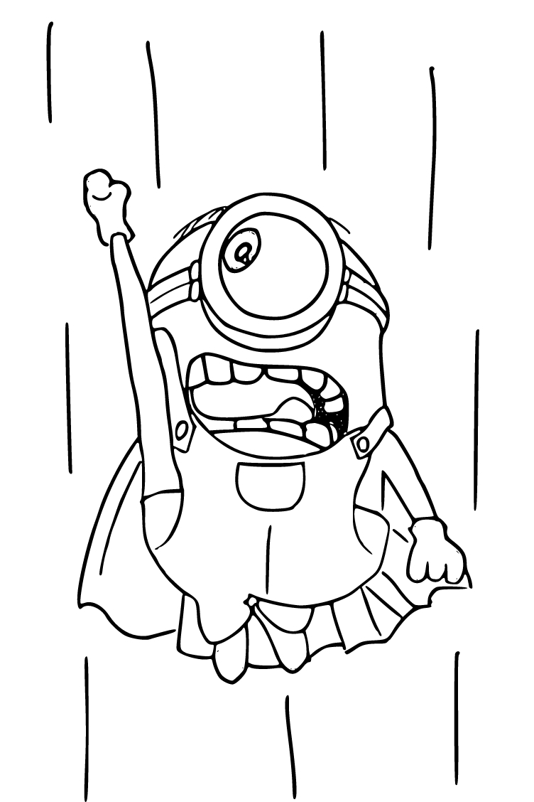 Printable Minion as Superman Coloring Page for kids.