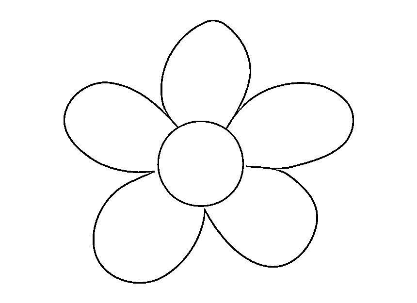 Printable blank daisy flower clipart bw Coloring Page for kids.
