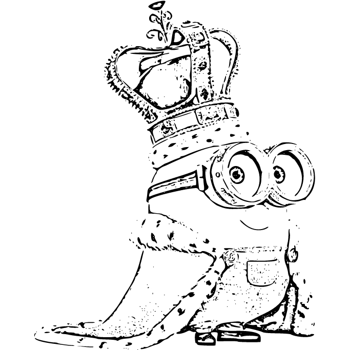 Minion as King (Bob) Coloring Page Printable for Kids, Free, Simple and Easy, as PDF