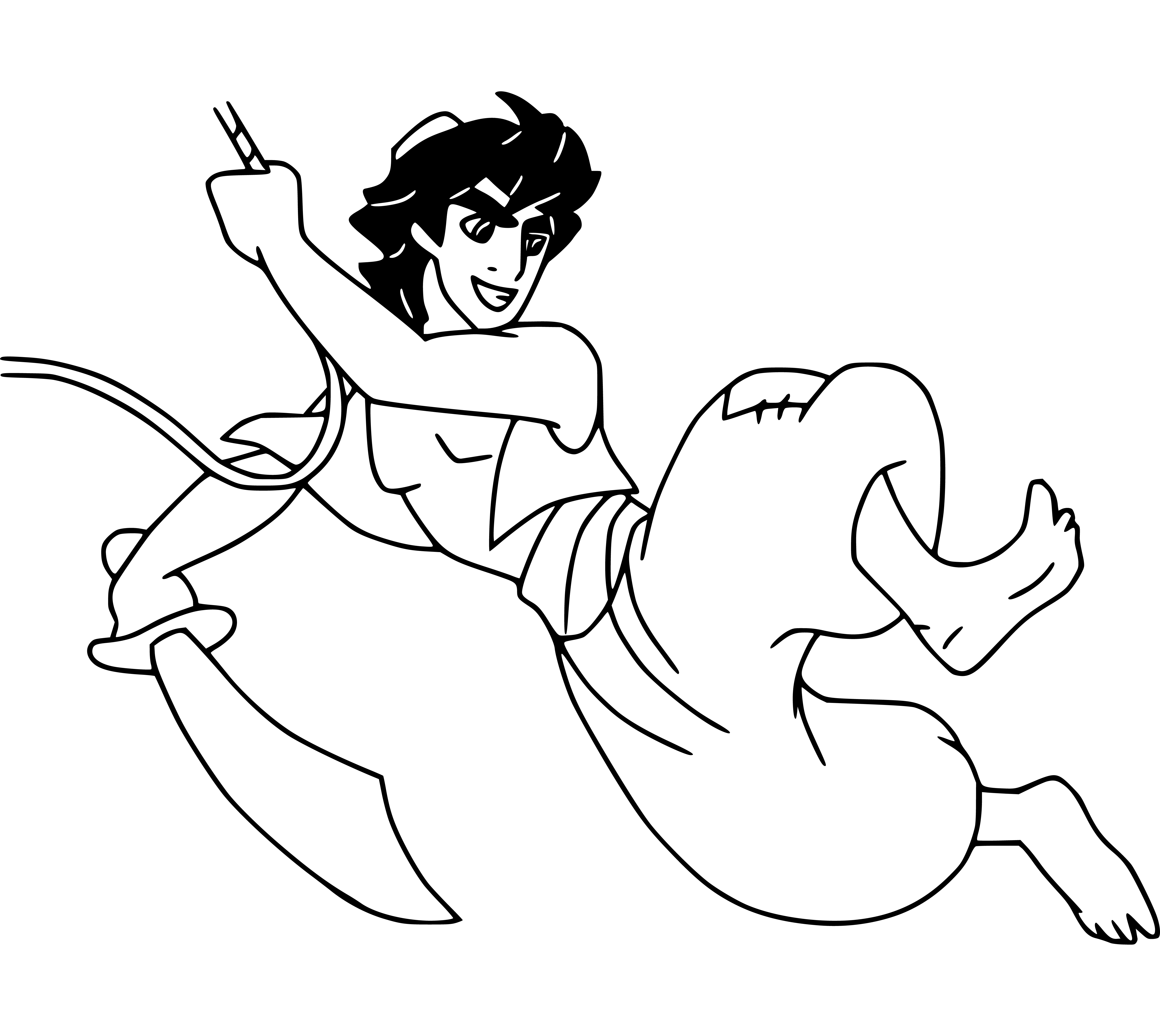 Disney Aladdin empty outline Coloring Page Printable for Kids, Free, Simple and Easy, as PDF