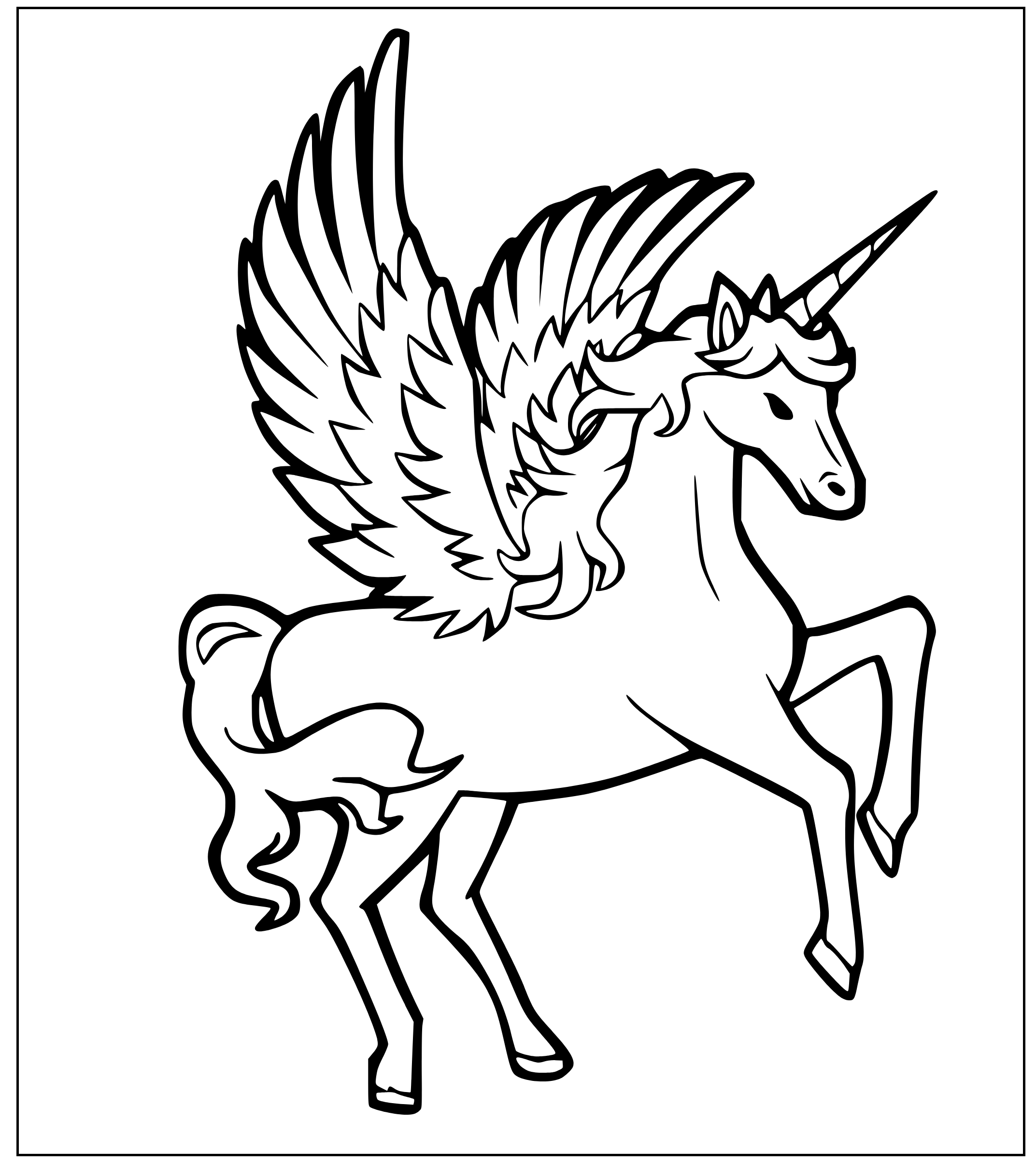 Printable Noble Alicorn Coloring Page for kids.