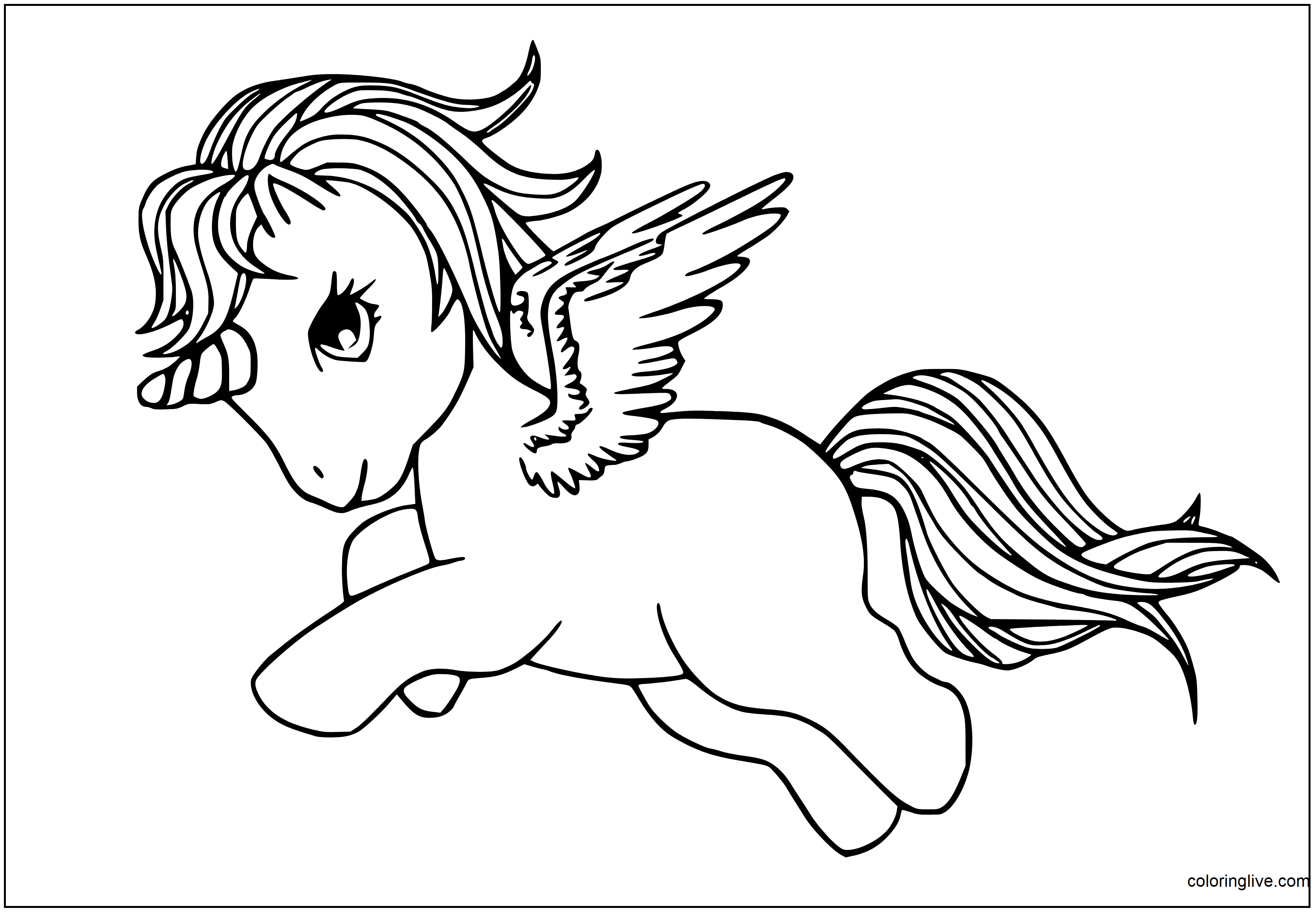 Printable Baby alicorn Coloring Page for kids.