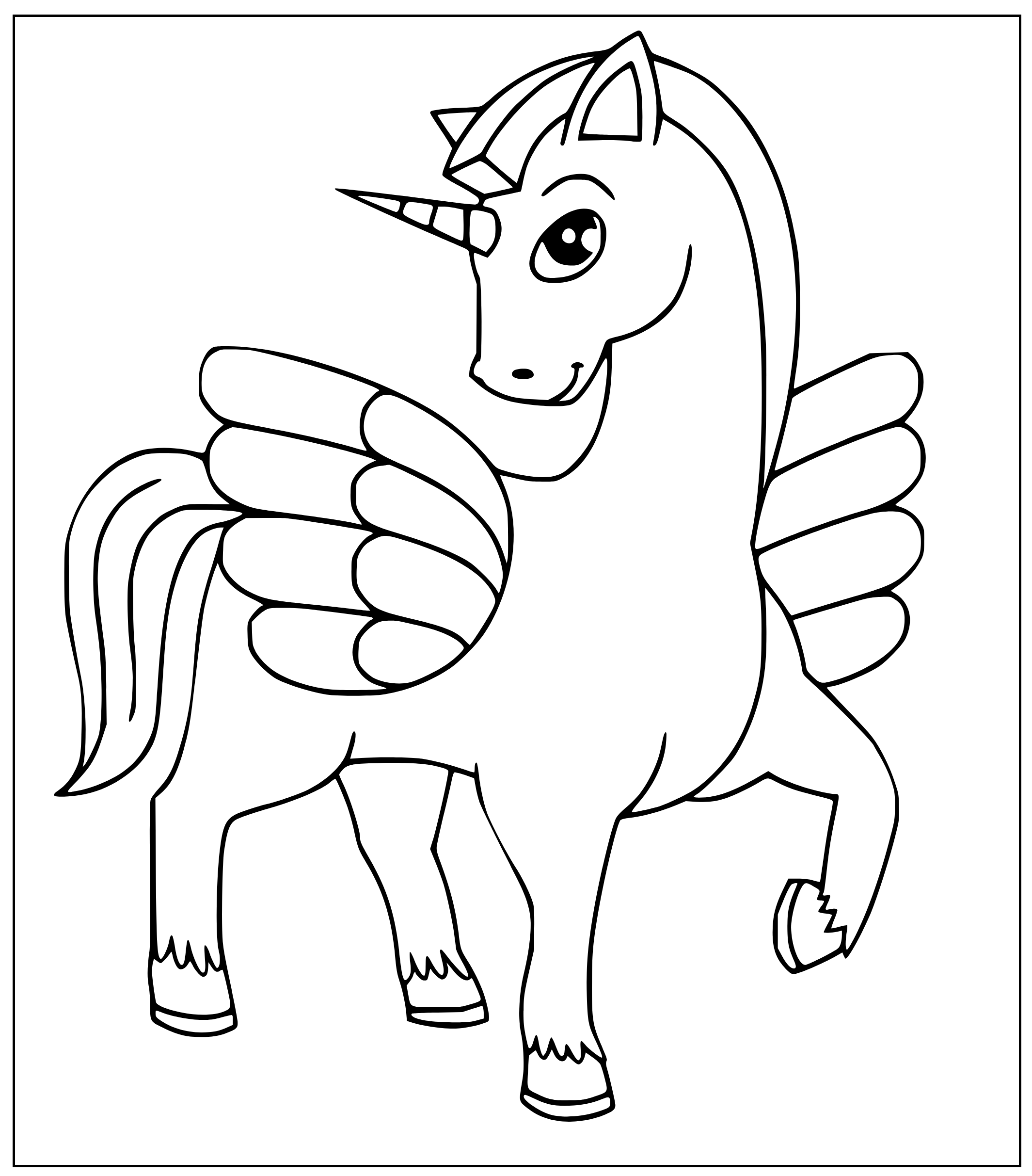 Printable a  alicorn Coloring Page for kids.