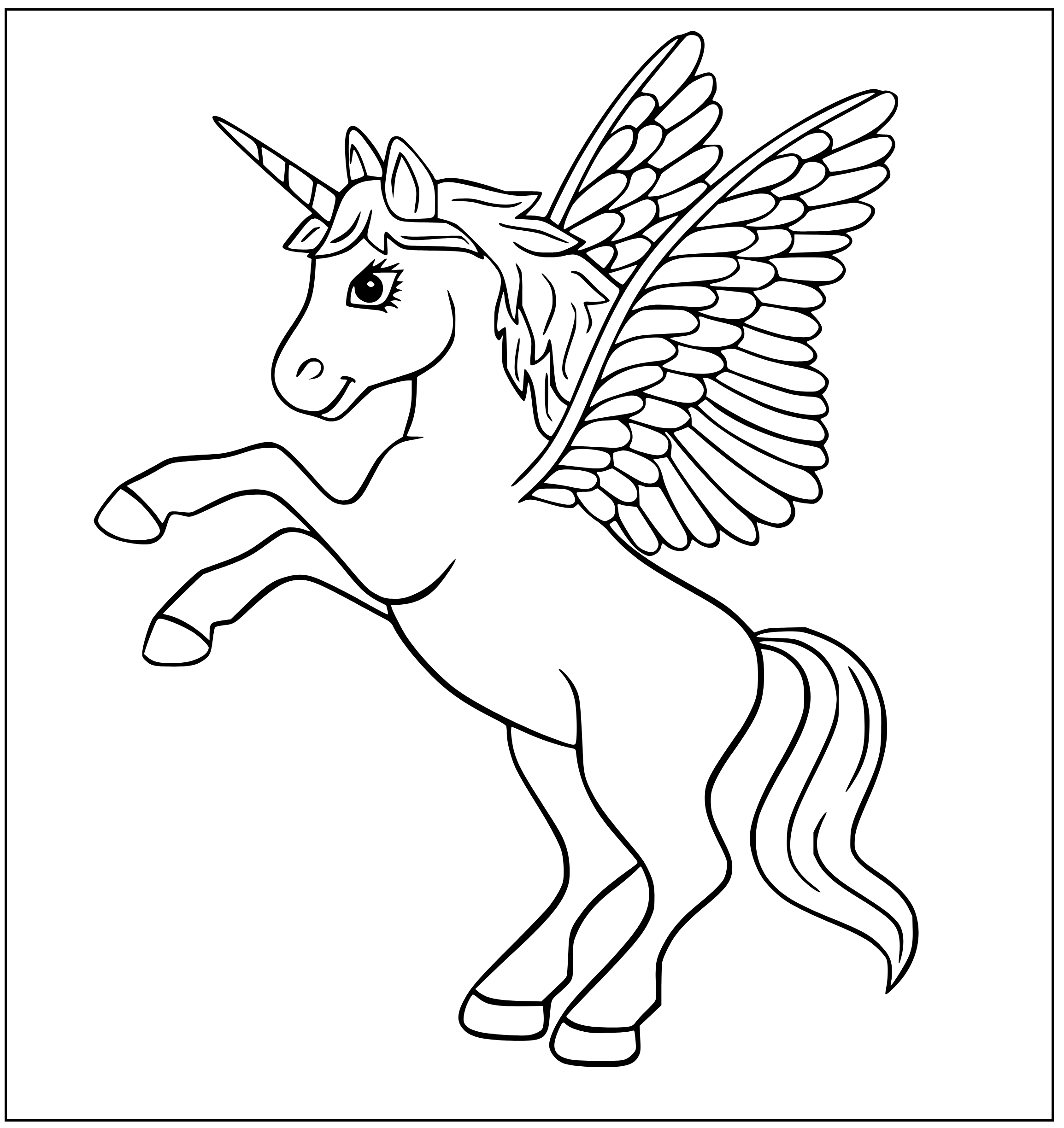 Printable Alicorn Coloring Page for kids.