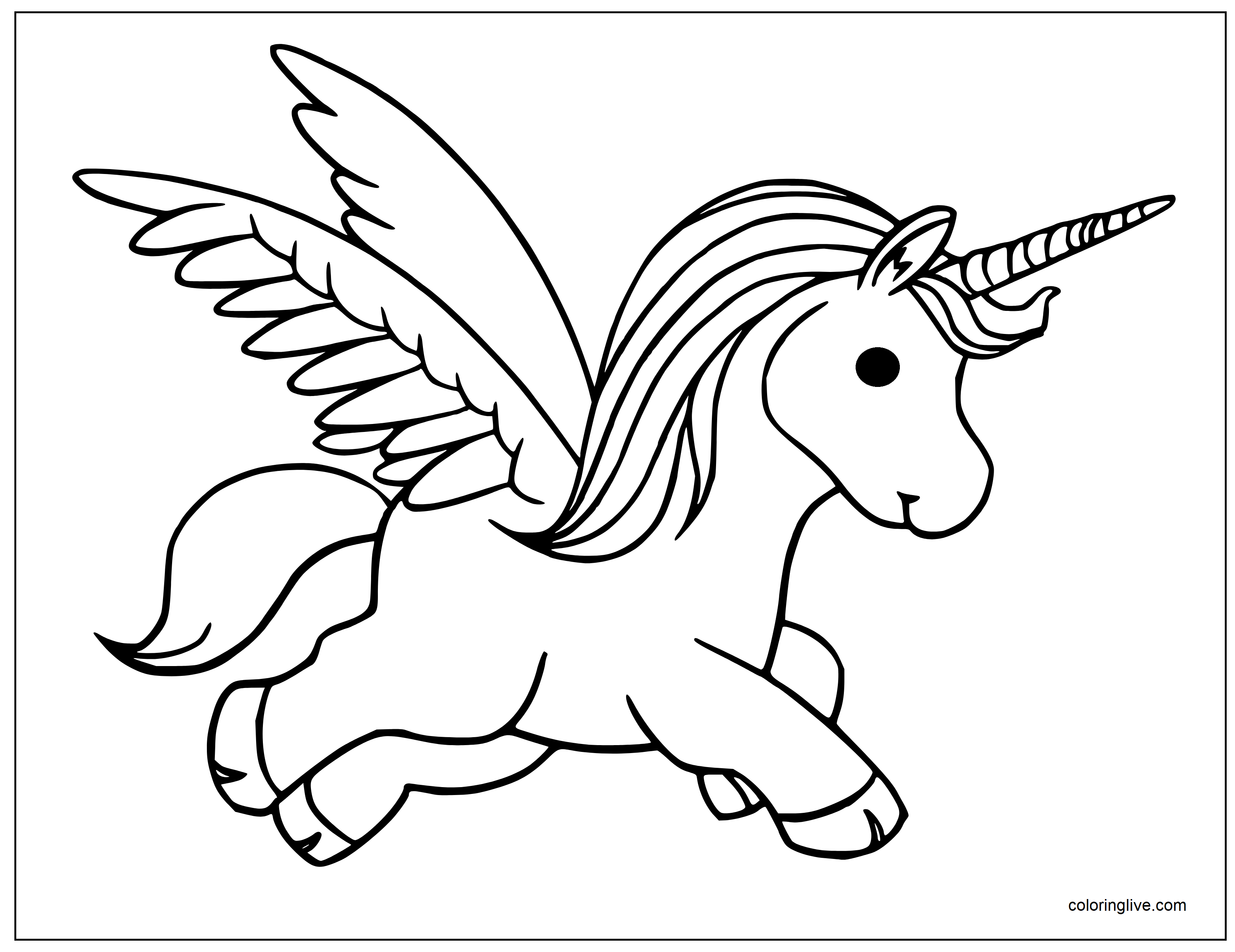 Printable a  Alicorn Coloring Page for kids.
