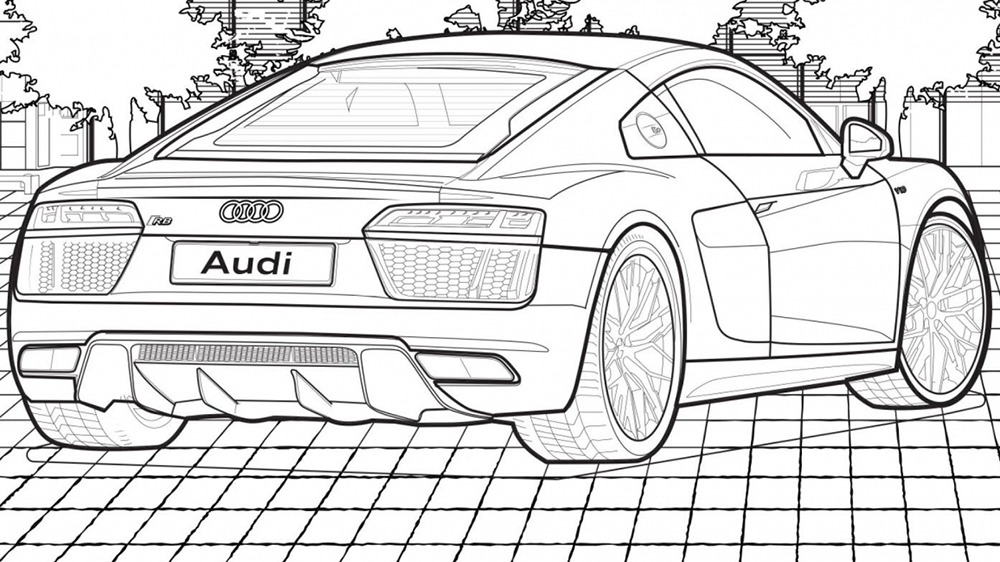 Printable Audi Coloring Page for kids.