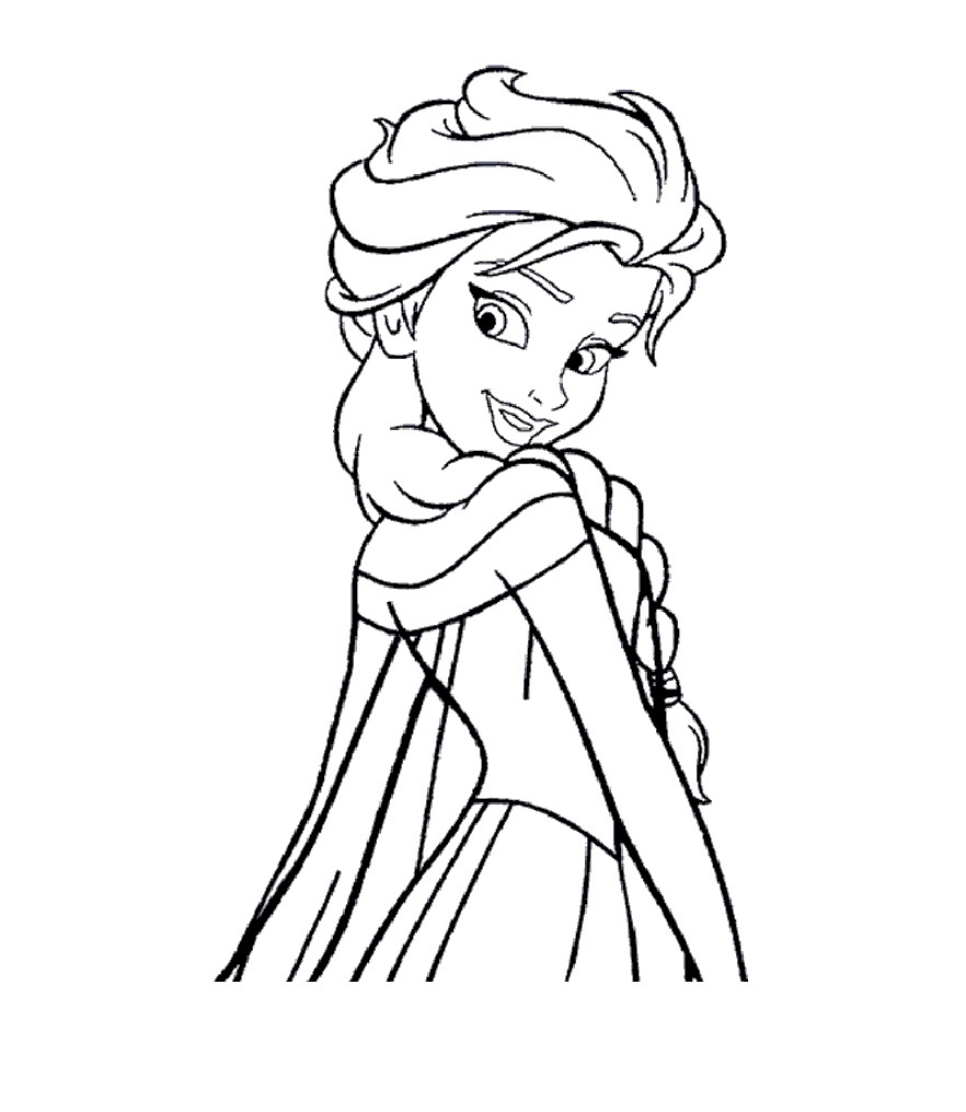 Printable Elsa looks beautiful Coloring Page for kids.