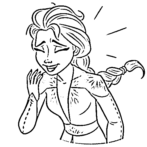 Printable Elsa is laughing Coloring Page for kids.