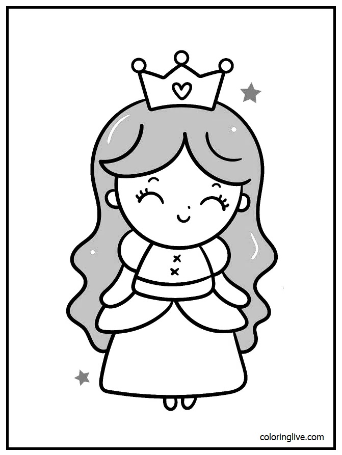 Printable Sweet Baby Princess Coloring Page for kids.