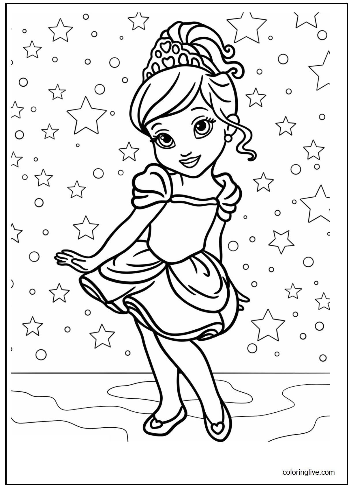 Printable Pretty Baby Princess Coloring Page for kids.
