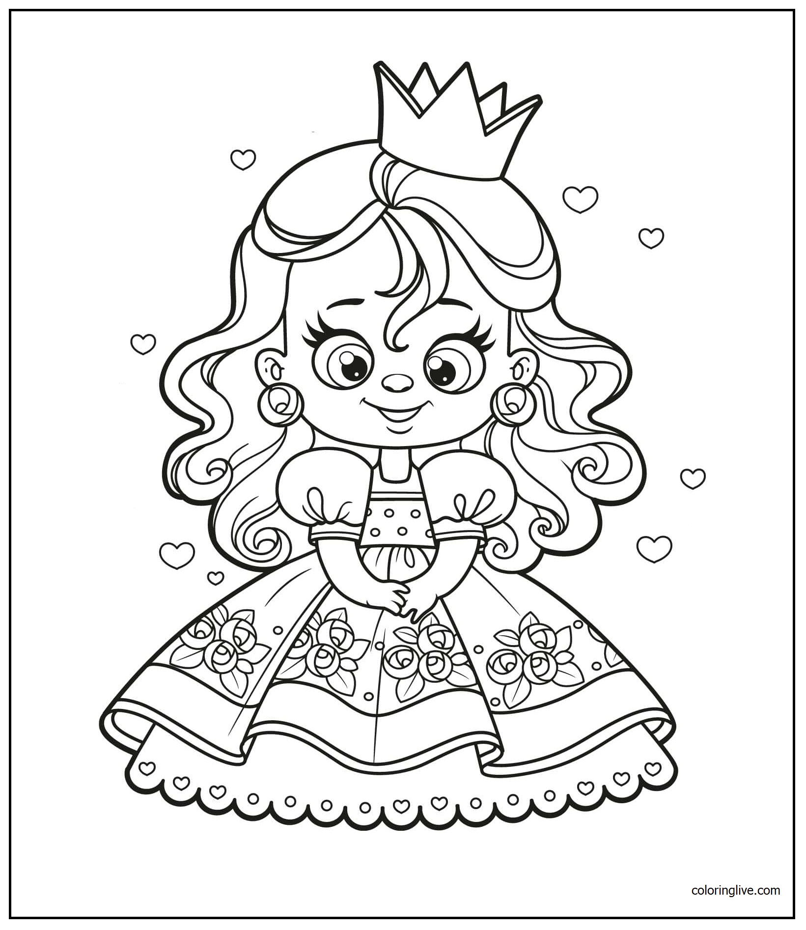 Printable Baby Princess  sheet Coloring Page for kids.