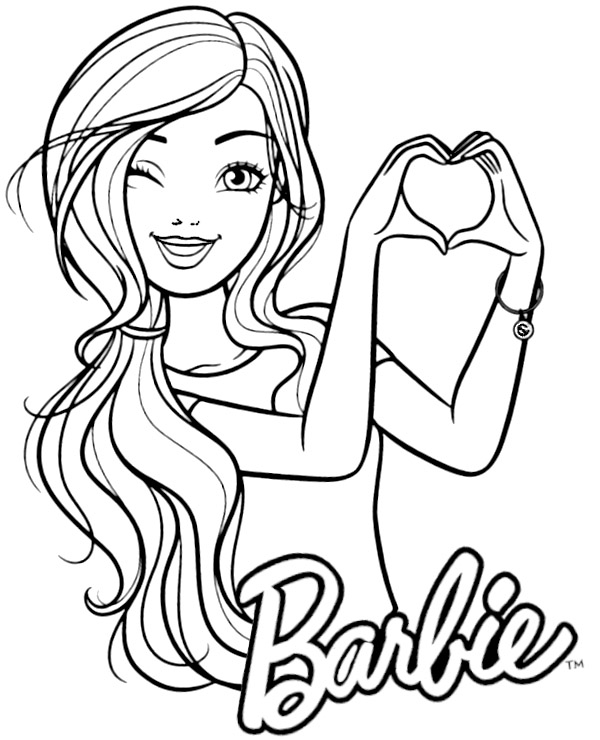 Printable Barbie   sheet wink Coloring Page for kids.