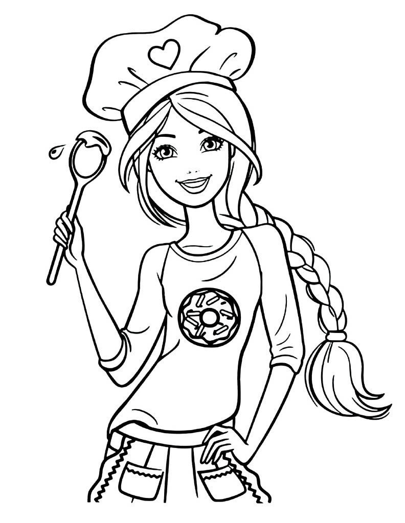 Printable Chief Barbie Coloring Page for kids.