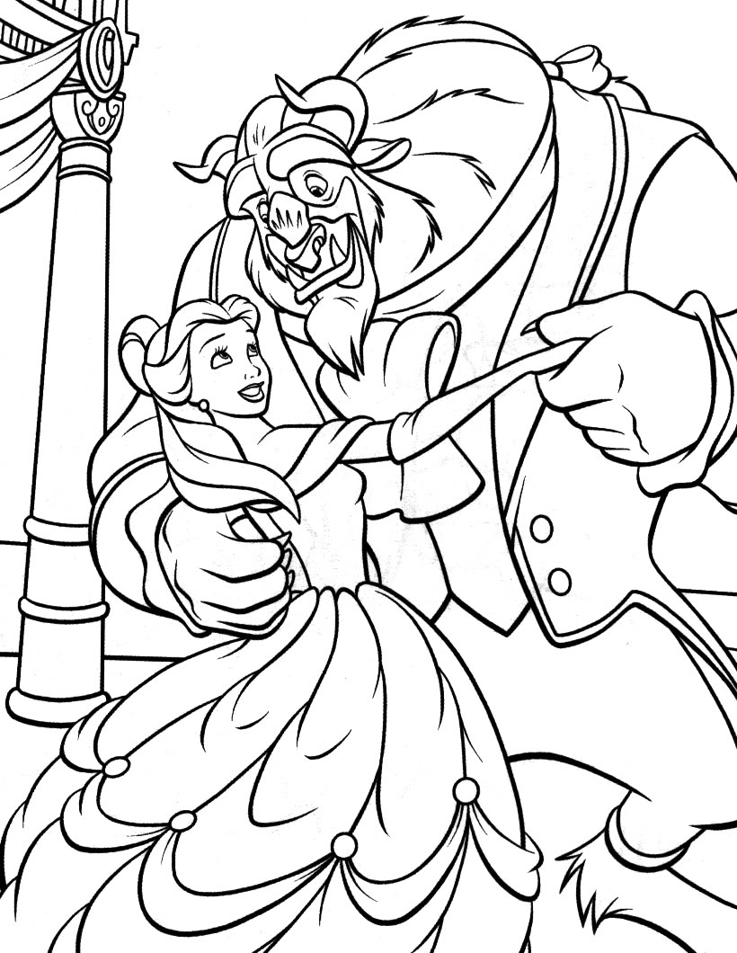 Printable Beauty and the Beast Coloring Page for kids.