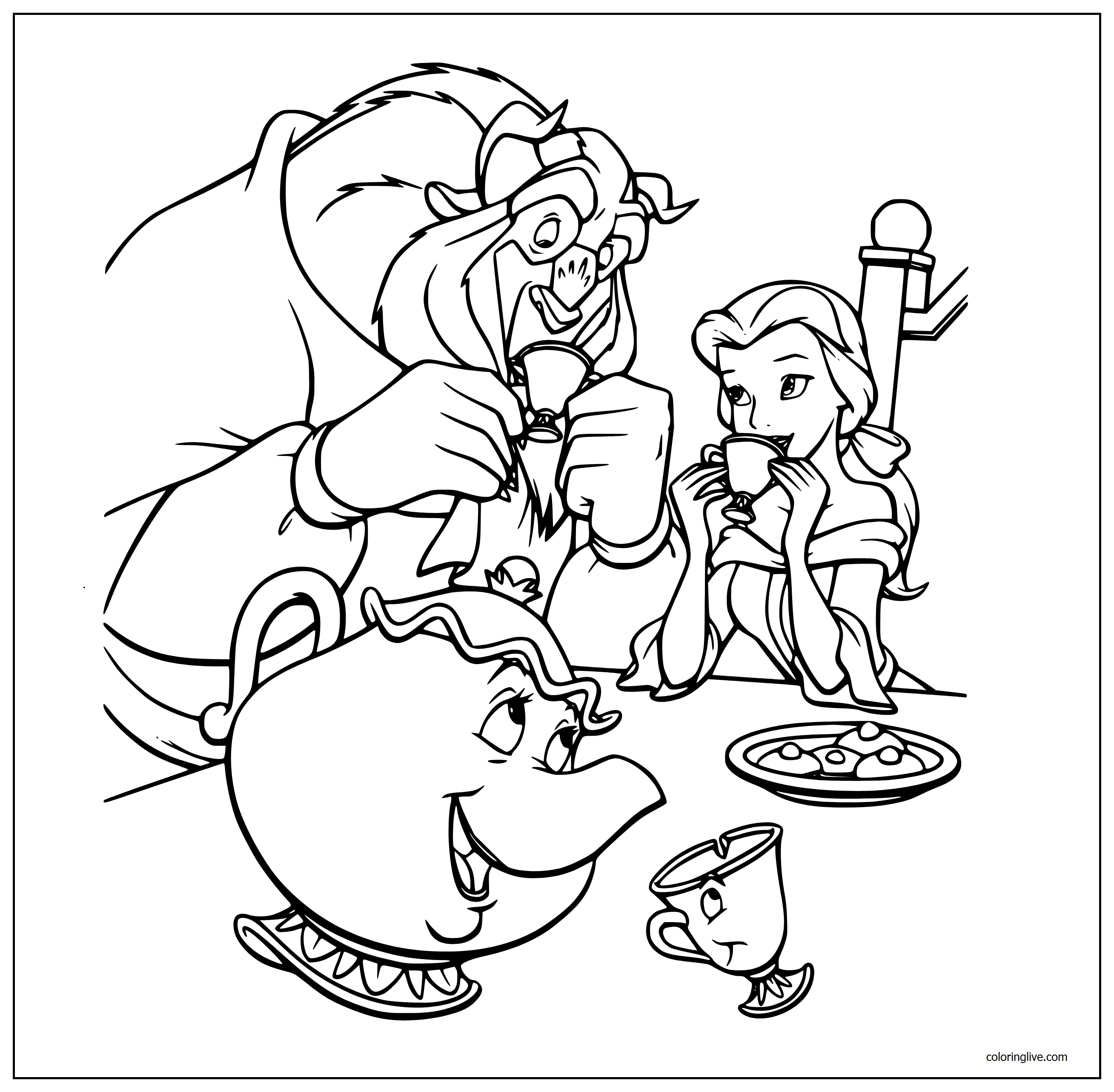Printable Beauty and the Beast   7 Coloring Page for kids.
